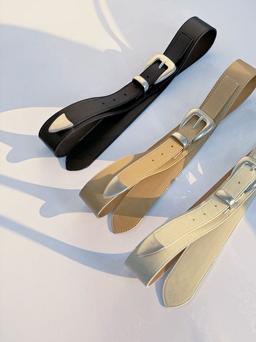 Silver Brushed Buckle Belt (3 Colours)