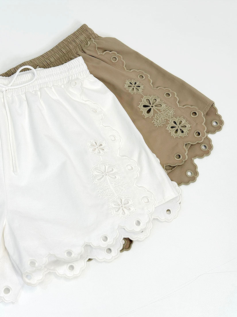 Floral Embroidered Shorts (2 Colours)