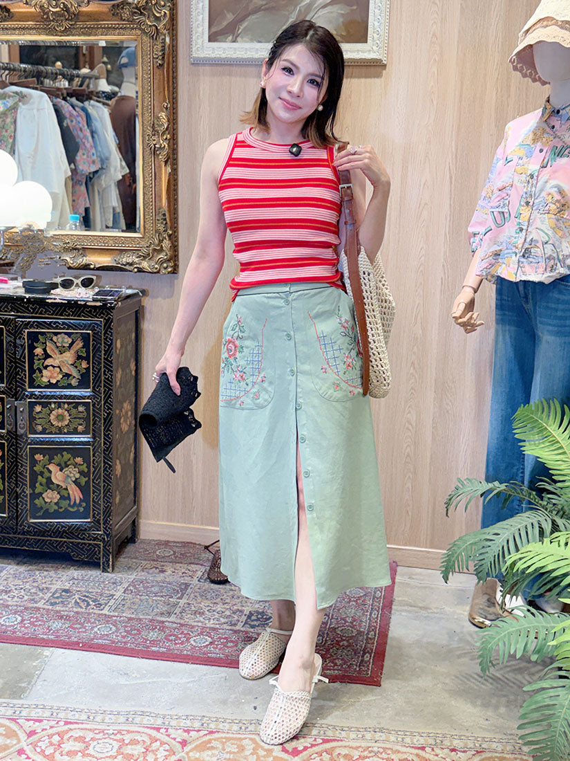 Cross Stitch Embroidered Skirt (3 Colours)