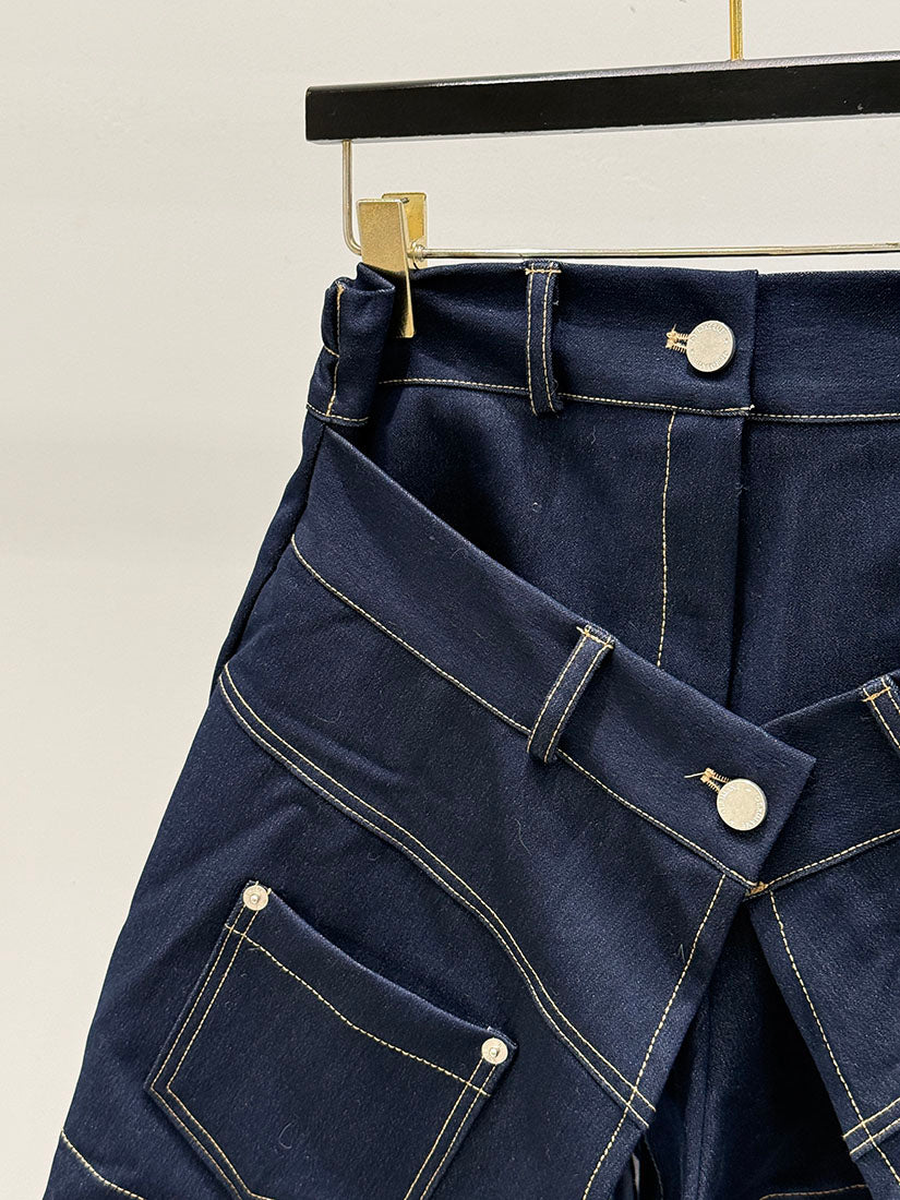 Layered Denim Shorts