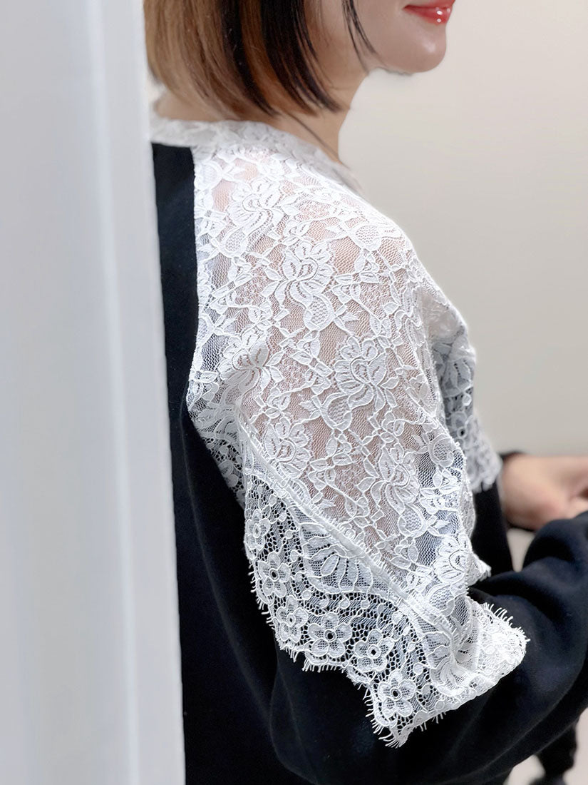 Lace Yoke Sweatshirt (2 Colours)