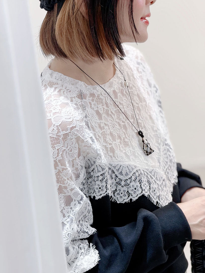 Lace Yoke Sweatshirt (2 Colours)