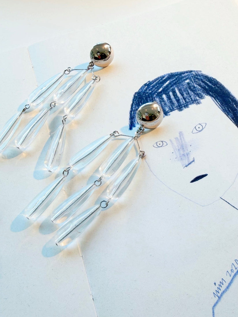 Silver Glass Drop Earrings (2 Styles)