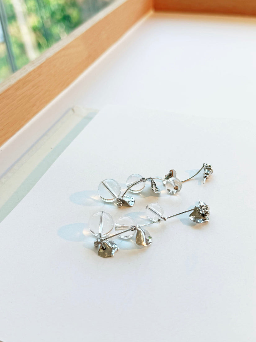 Silver Glass Drop Earrings (2 Styles)