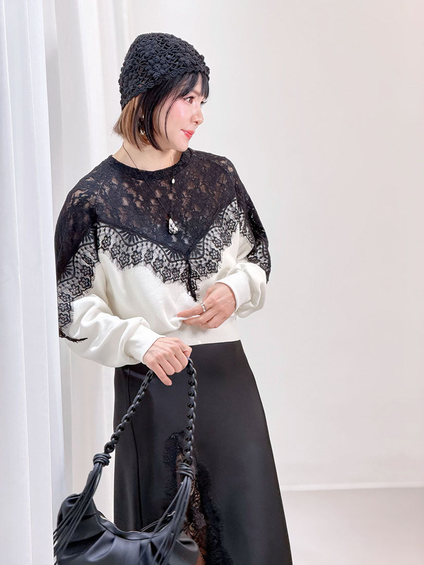 Lace Yoke Sweatshirt (2 Colours)