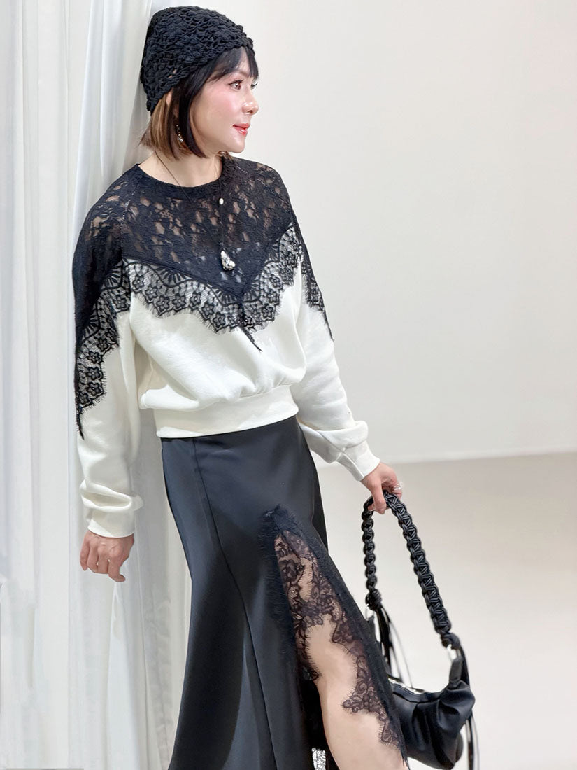 Lace Yoke Sweatshirt (2 Colours)