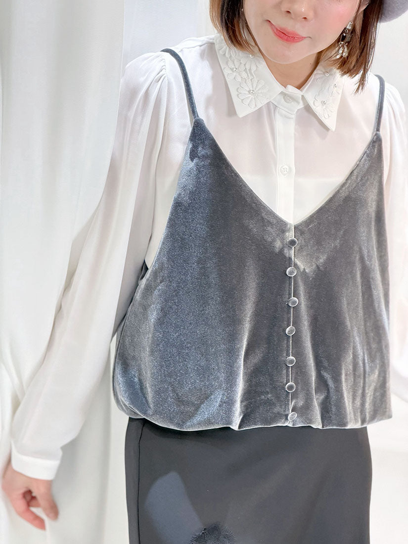 Pearl Lace Collar Blouse (2 Colours)