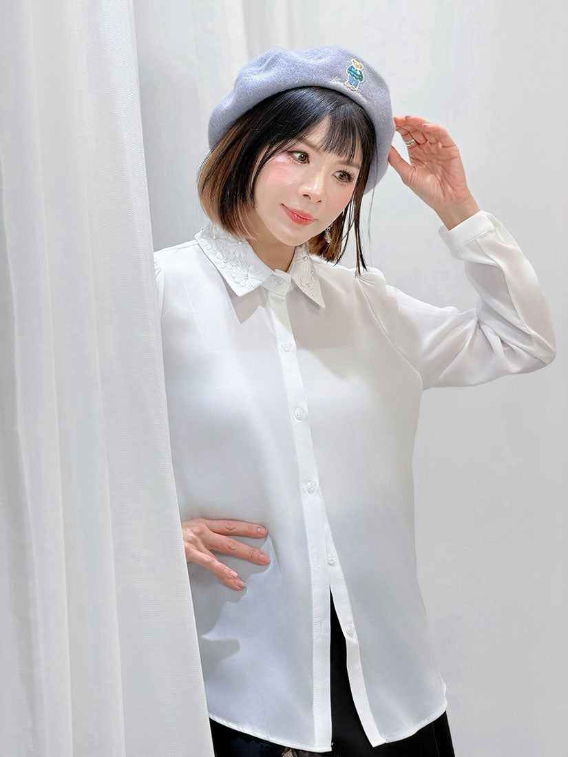 Pearl Lace Collar Blouse (2 Colours)