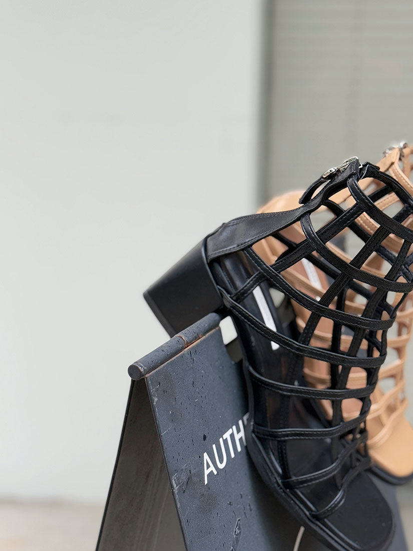 Grid Heeled Sandals(Display Sale)