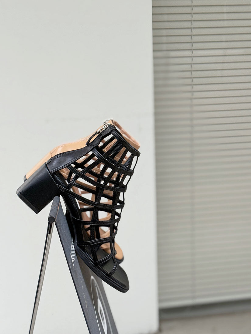 Grid Heeled Sandals(Display Sale)