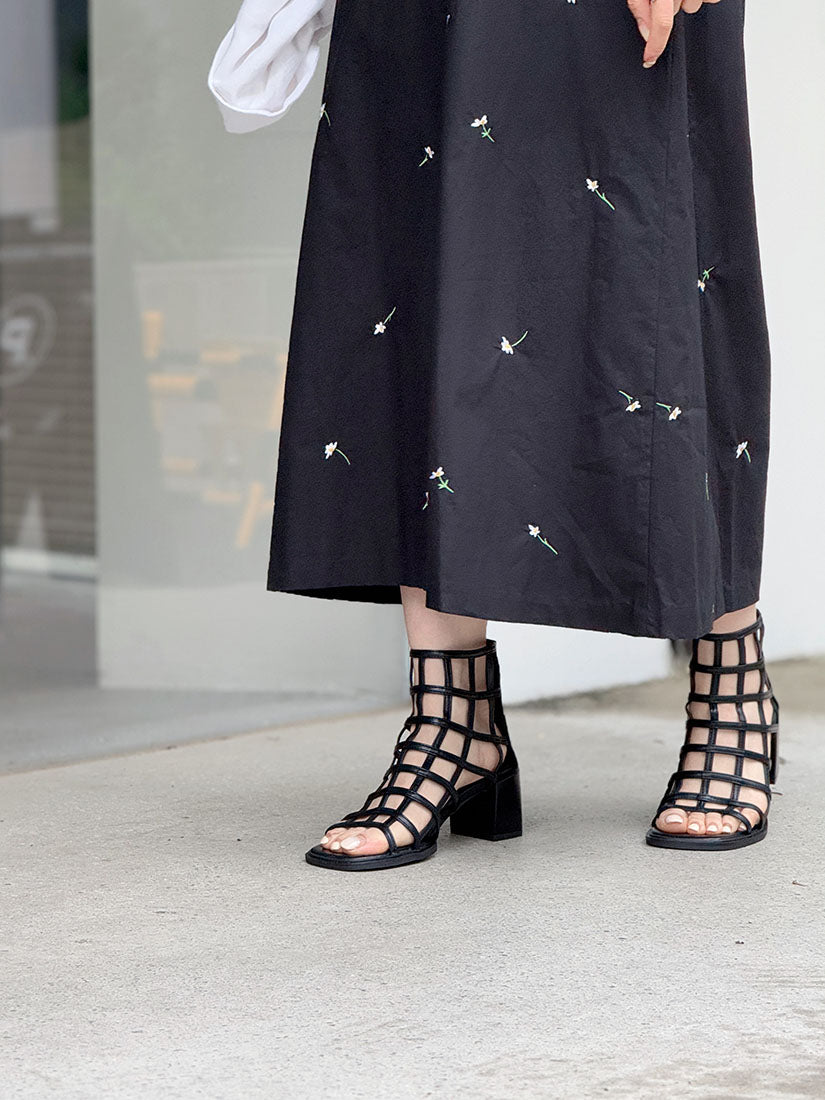 Grid Heeled Sandals(Display Sale)