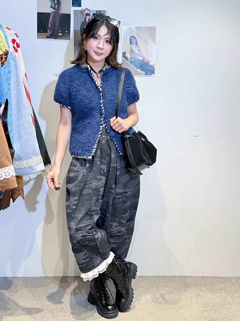 Layered Lace Hem Camouflage Printed Pants (2 Colours)