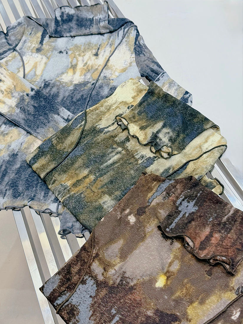 Lettuce Edge Tie Dye Printed Top (3 Colours)