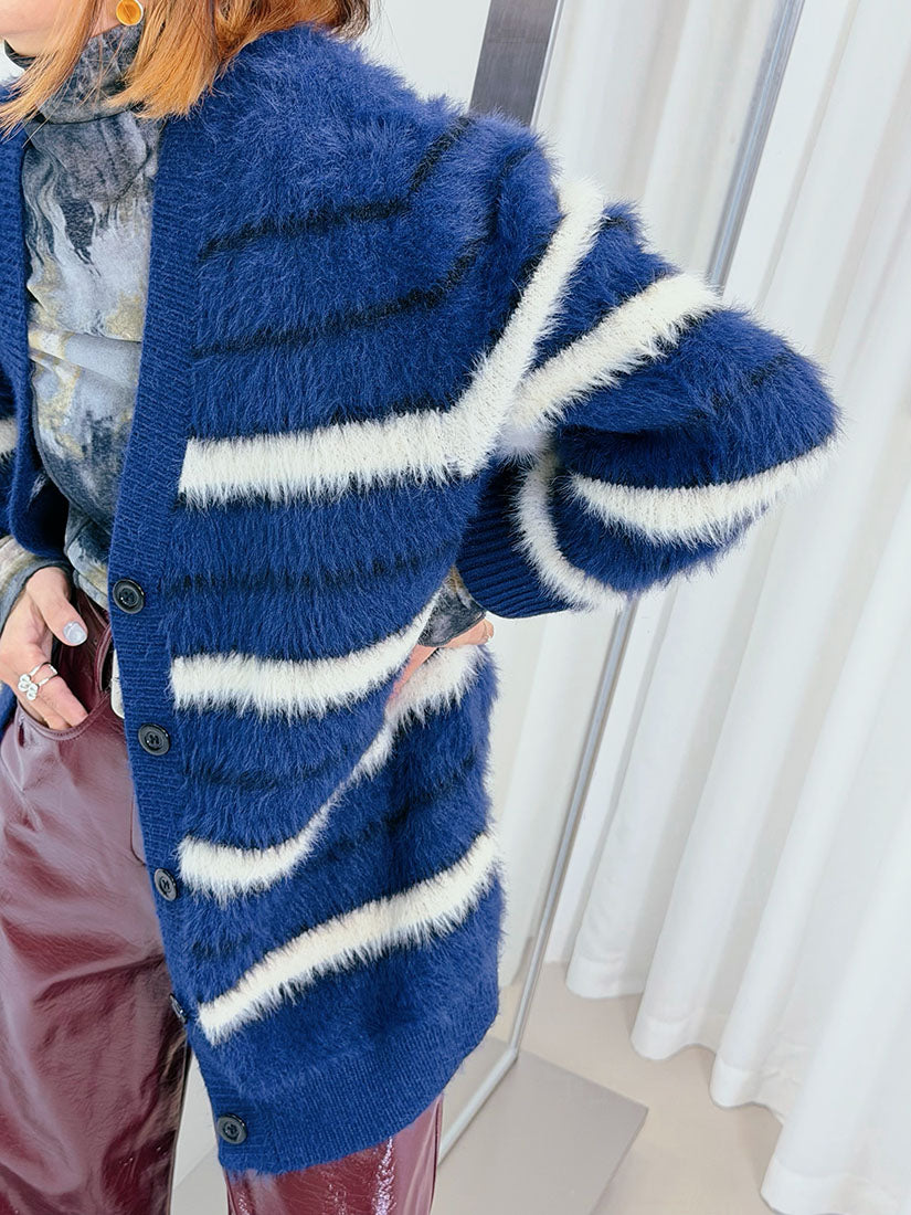 Hairy Striped Cardigan (2 Colours)