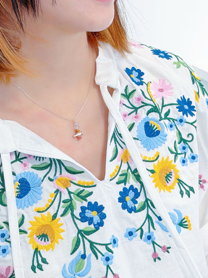 Embroidered Strappy Blouse