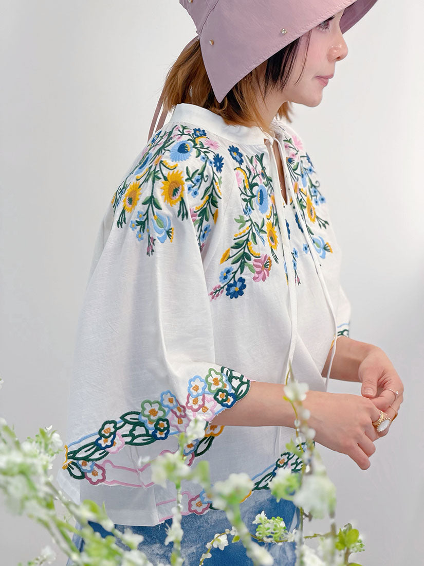 Embroidered Strappy Blouse