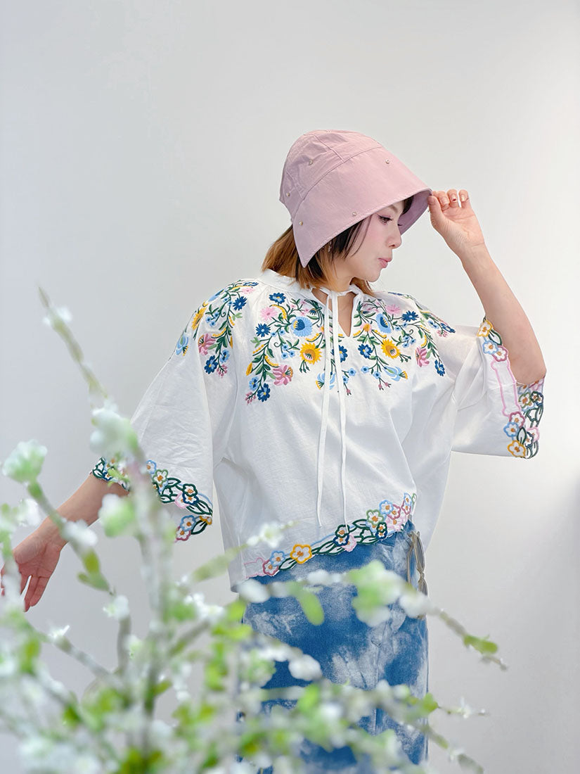 Embroidered Strappy Blouse