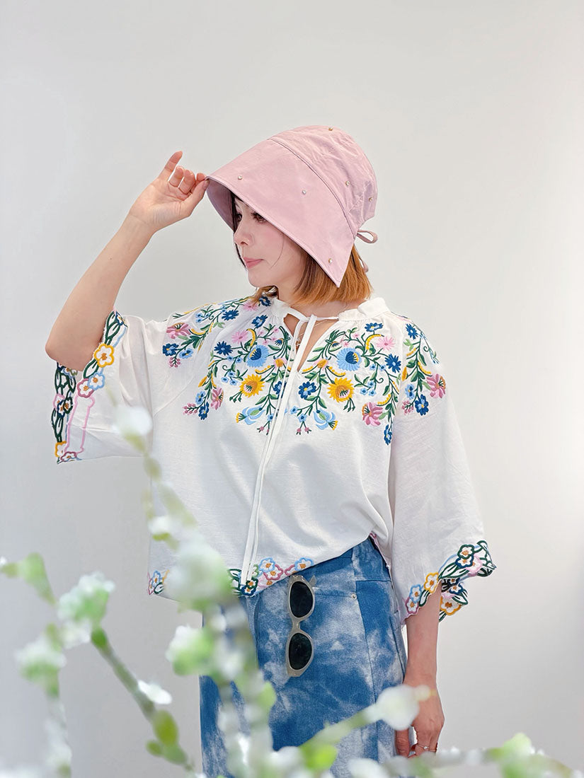 Embroidered Strappy Blouse
