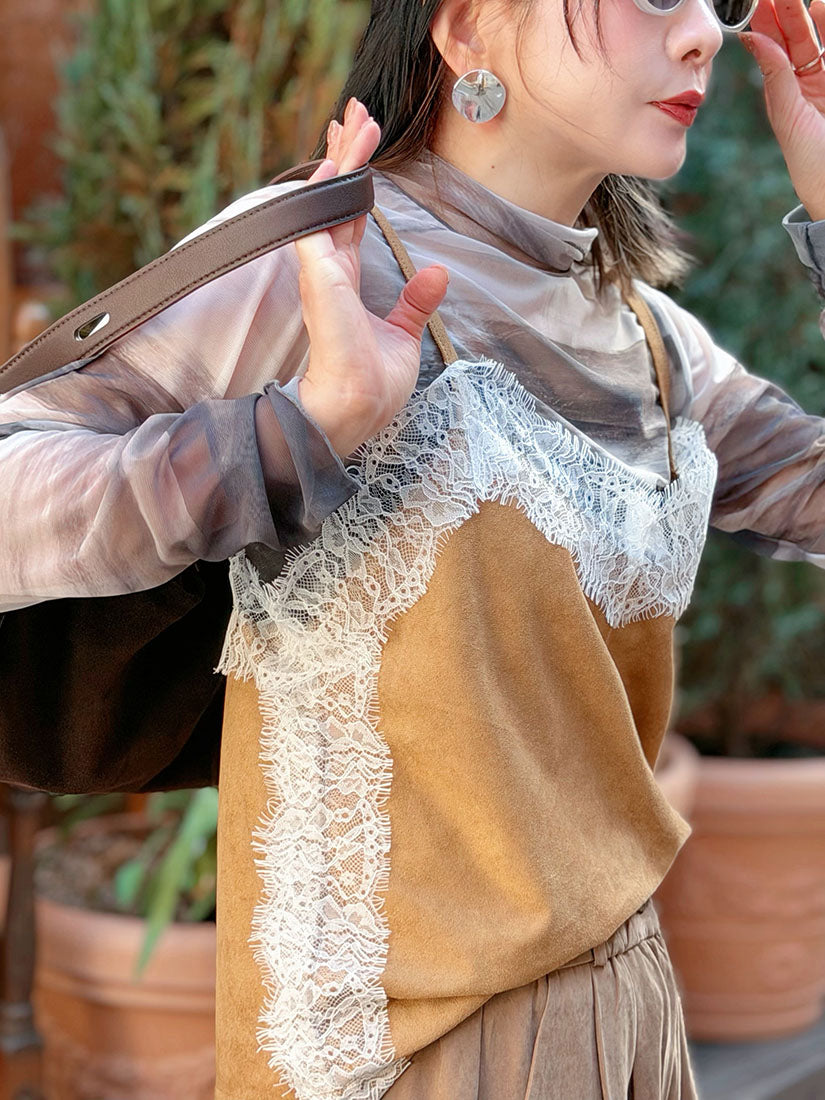 Ink Wash Printed Mesh Top (2 Colours)