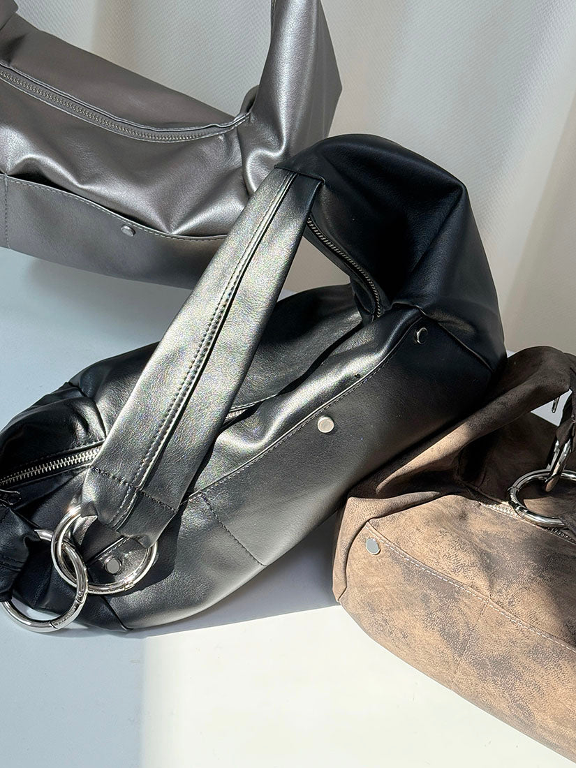 Croissant Leather Shoulder Bag (3 Colours)