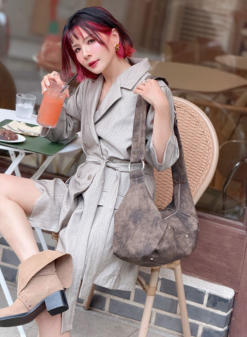 Leather Folded Suede Ankle Boots (Display Sale)