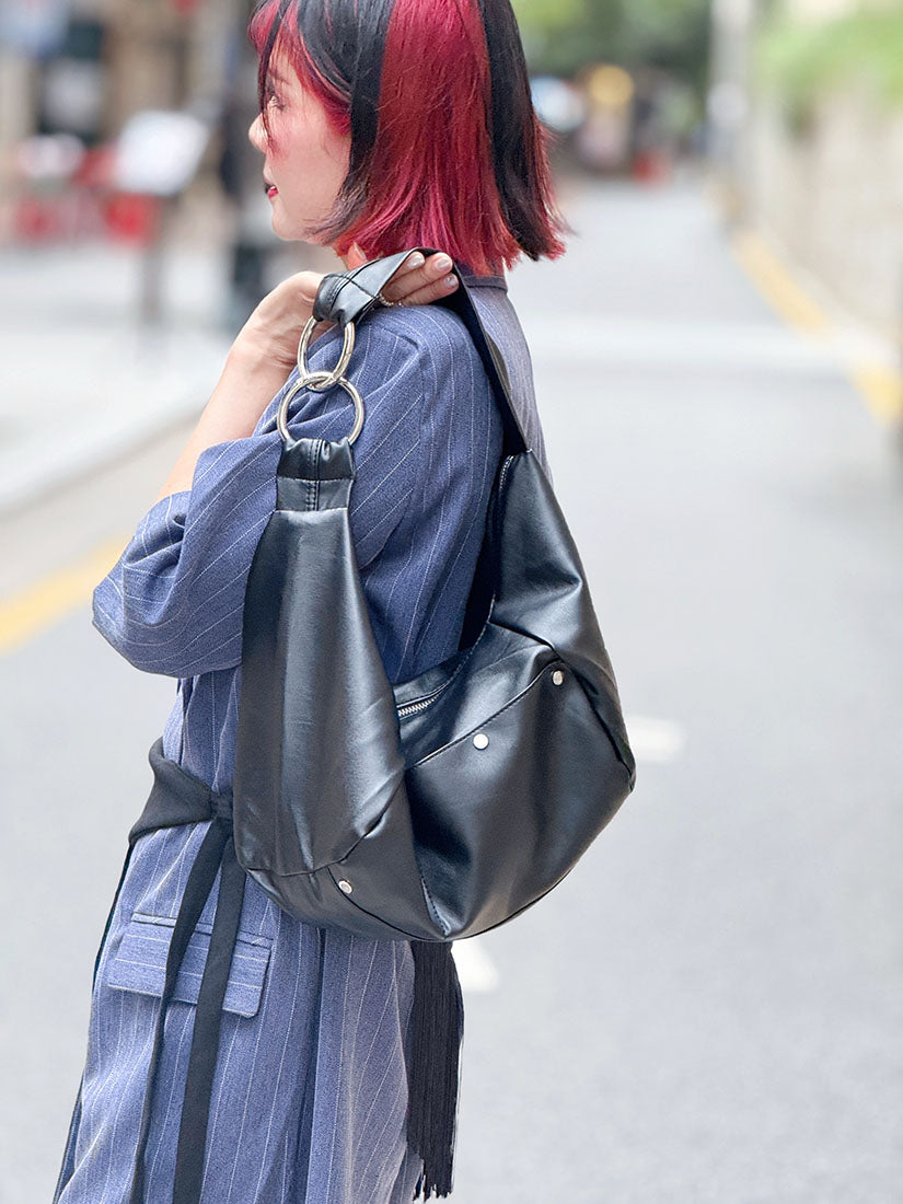 Croissant Leather Shoulder Bag (3 Colours)