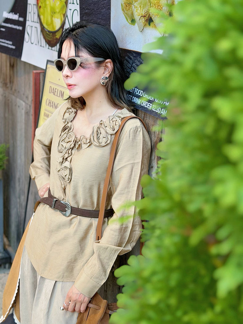 3D Ruffle Rose Top (2 Colours)