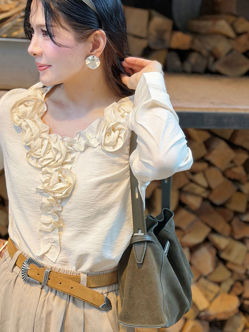 3D Ruffle Rose Top (2 Colours)