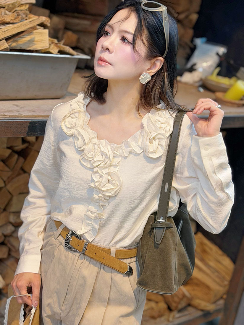 3D Ruffle Rose Top (2 Colours)