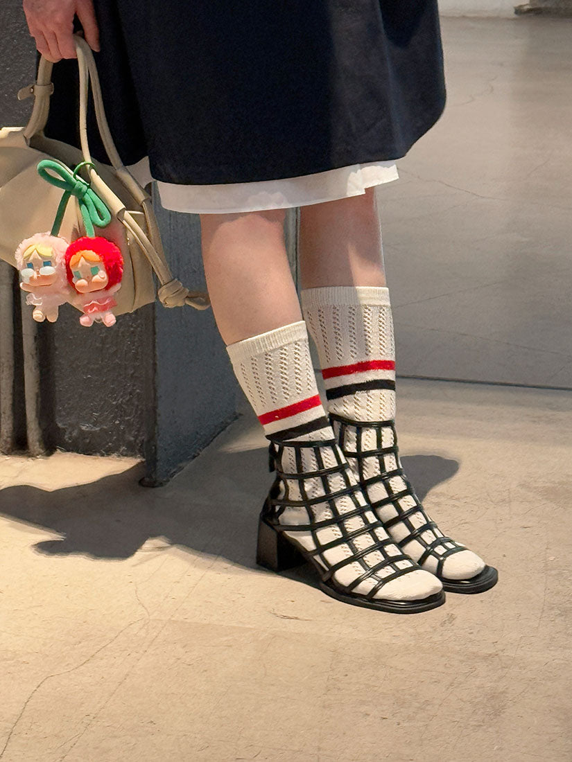 Grid Heeled Sandals(Display Sale)