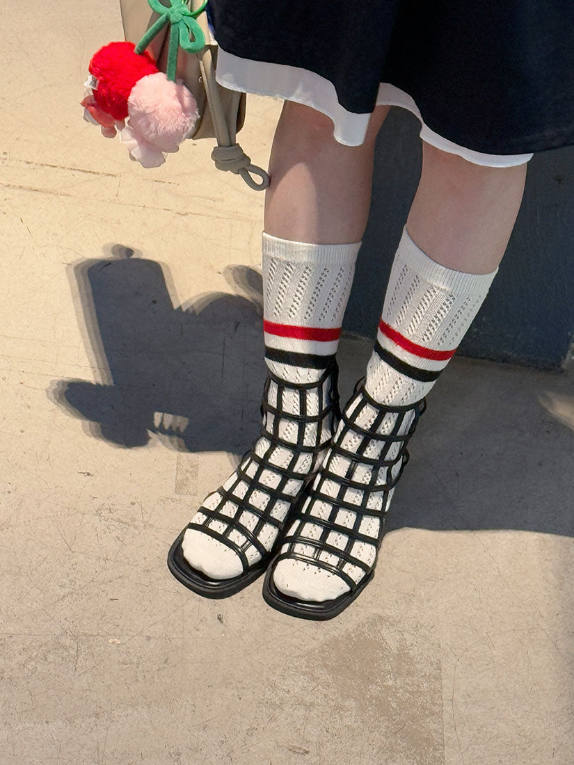 Grid Heeled Sandals(Display Sale)