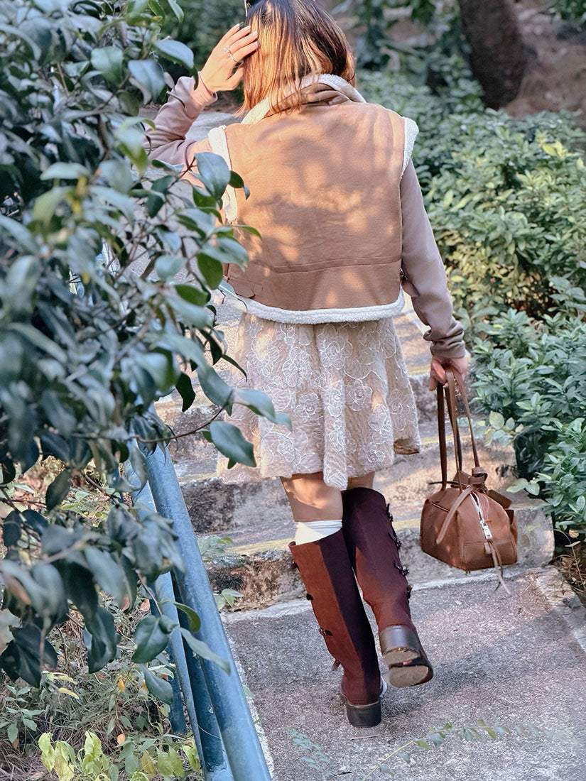 Textured Mesh Floral Embroidered Mini Skirt