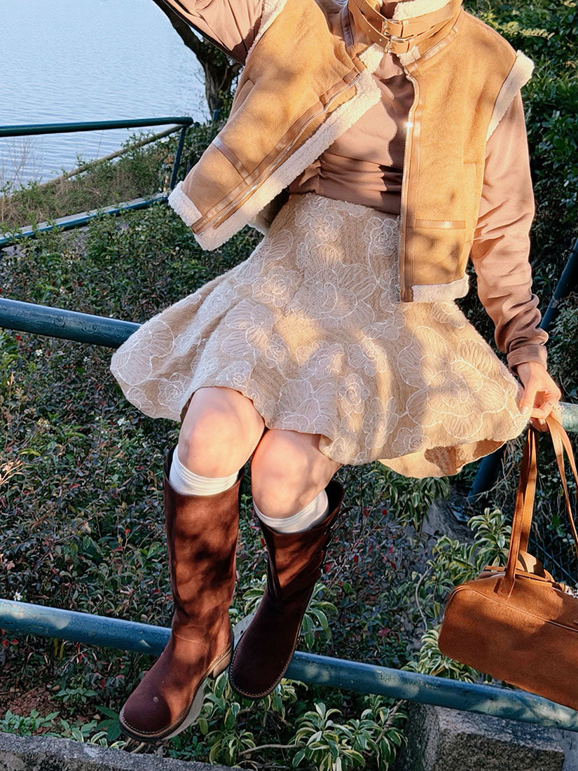 Buckle Suede Tall Boots(Display Sale)