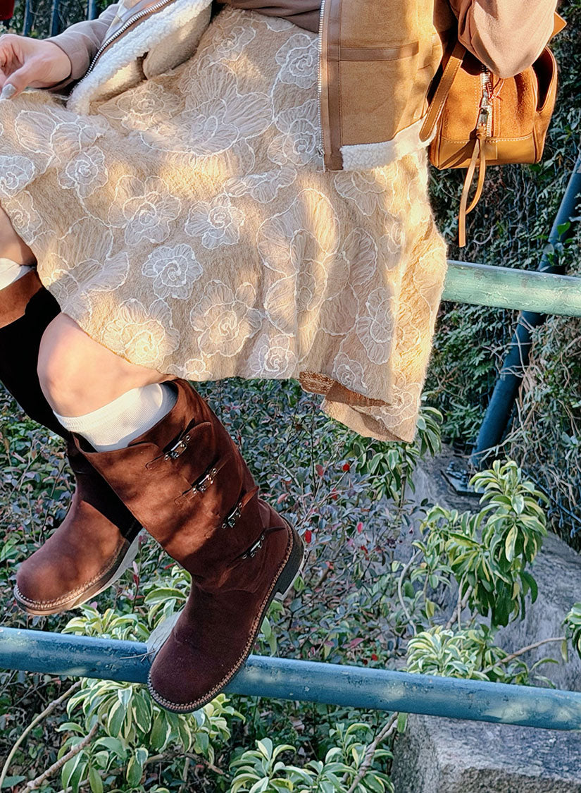 Textured Mesh Floral Embroidered Mini Skirt