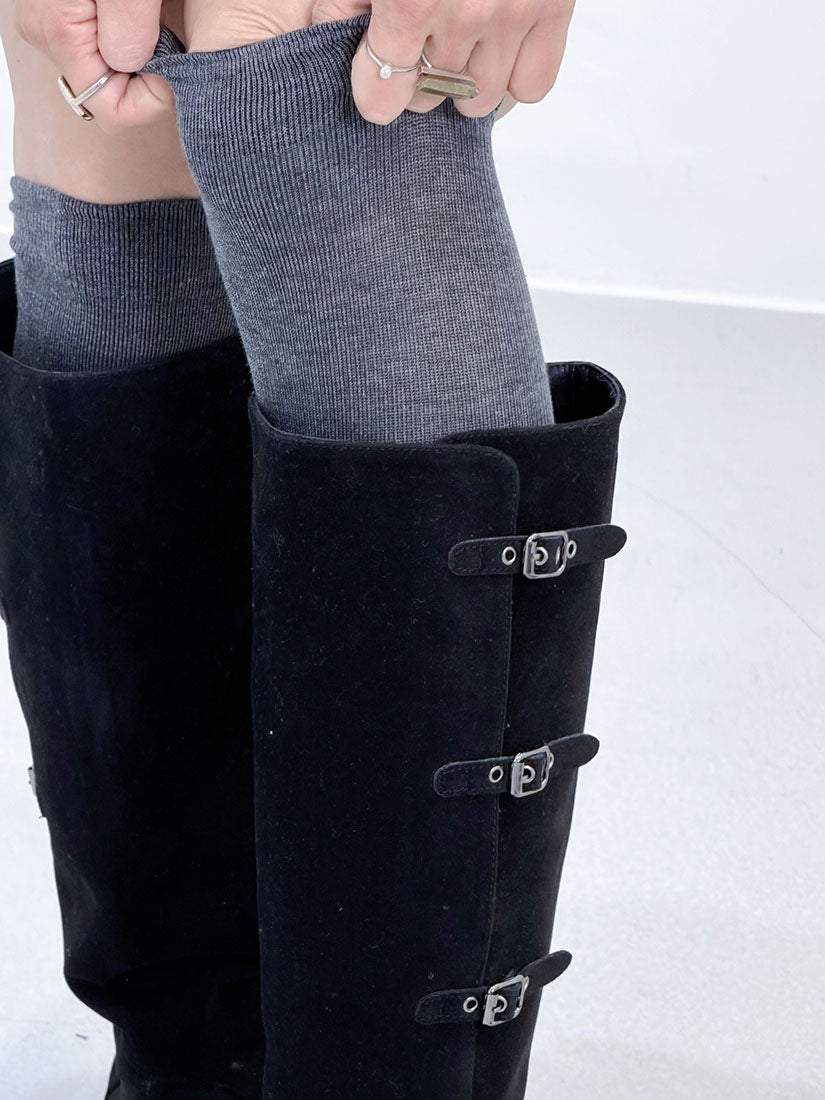 Buckle Suede Tall Boots(2 Colours)