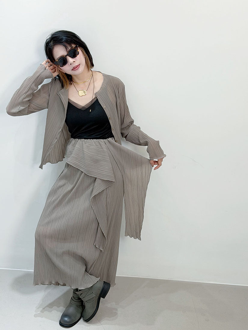 Scarf Waist Pleated Skirt (3 Colours)