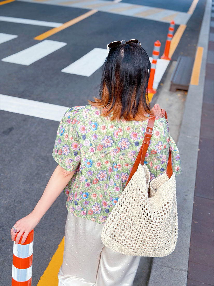 Crochet Floral Printed Blouse (3 Colours)