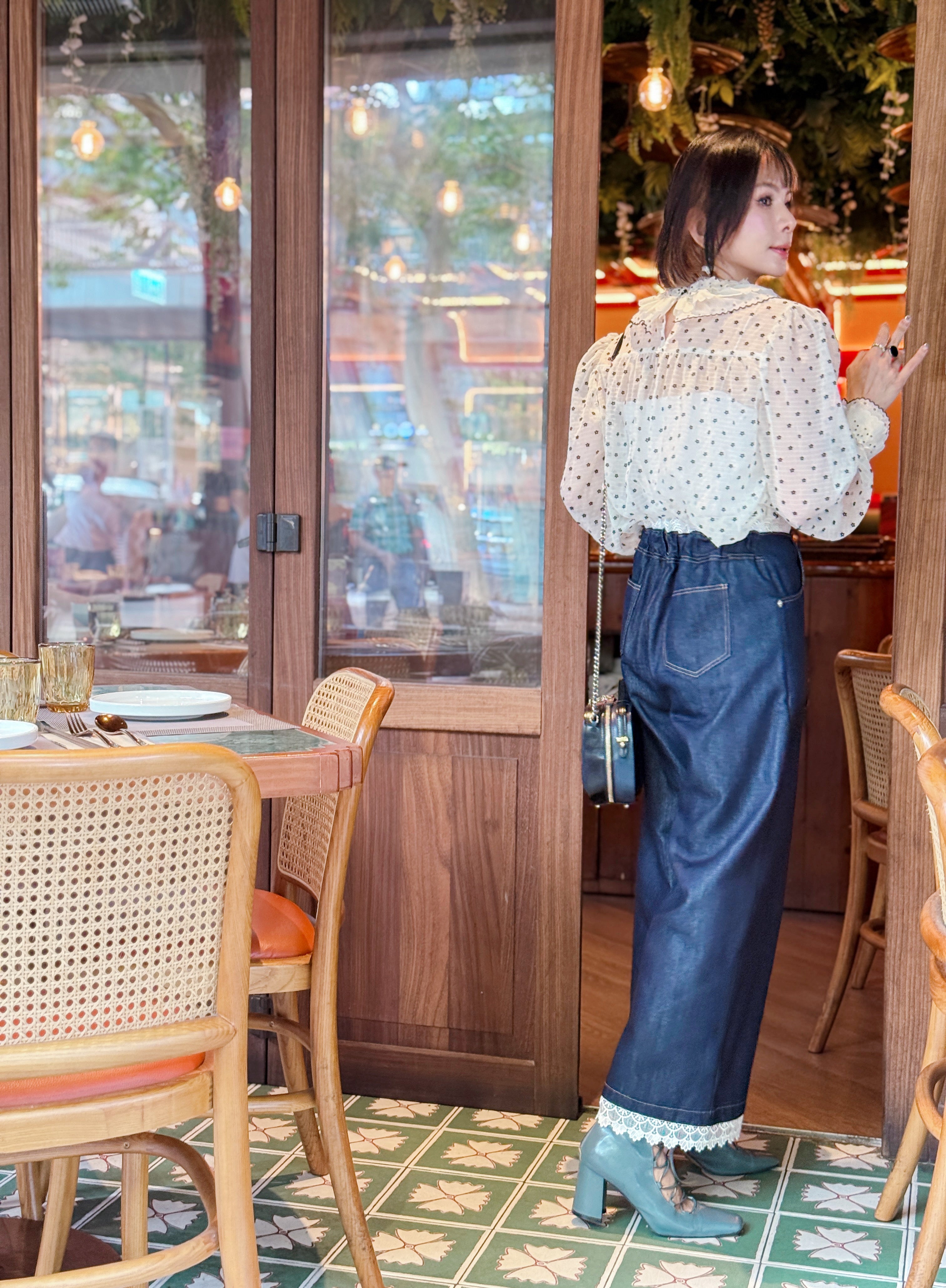 Sheer Floral Flocking Print Top