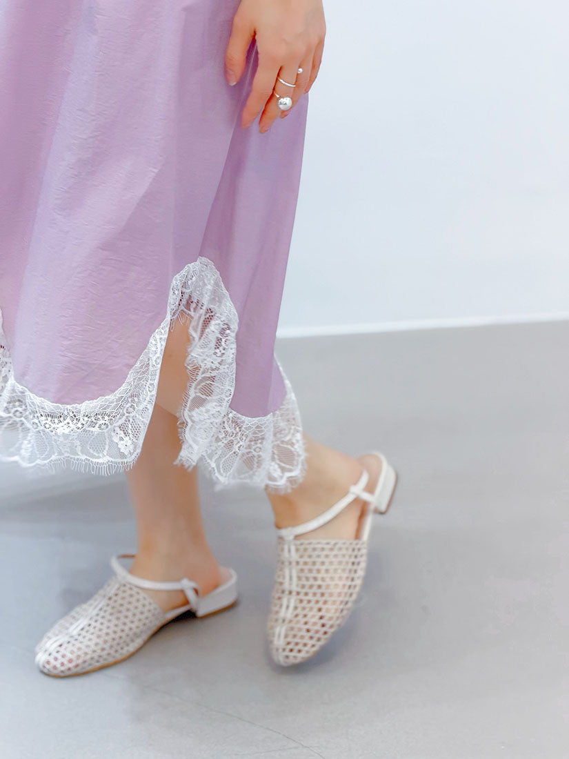 Lace Wave Hem Ruffle Waistband Skirt (2 Colours)