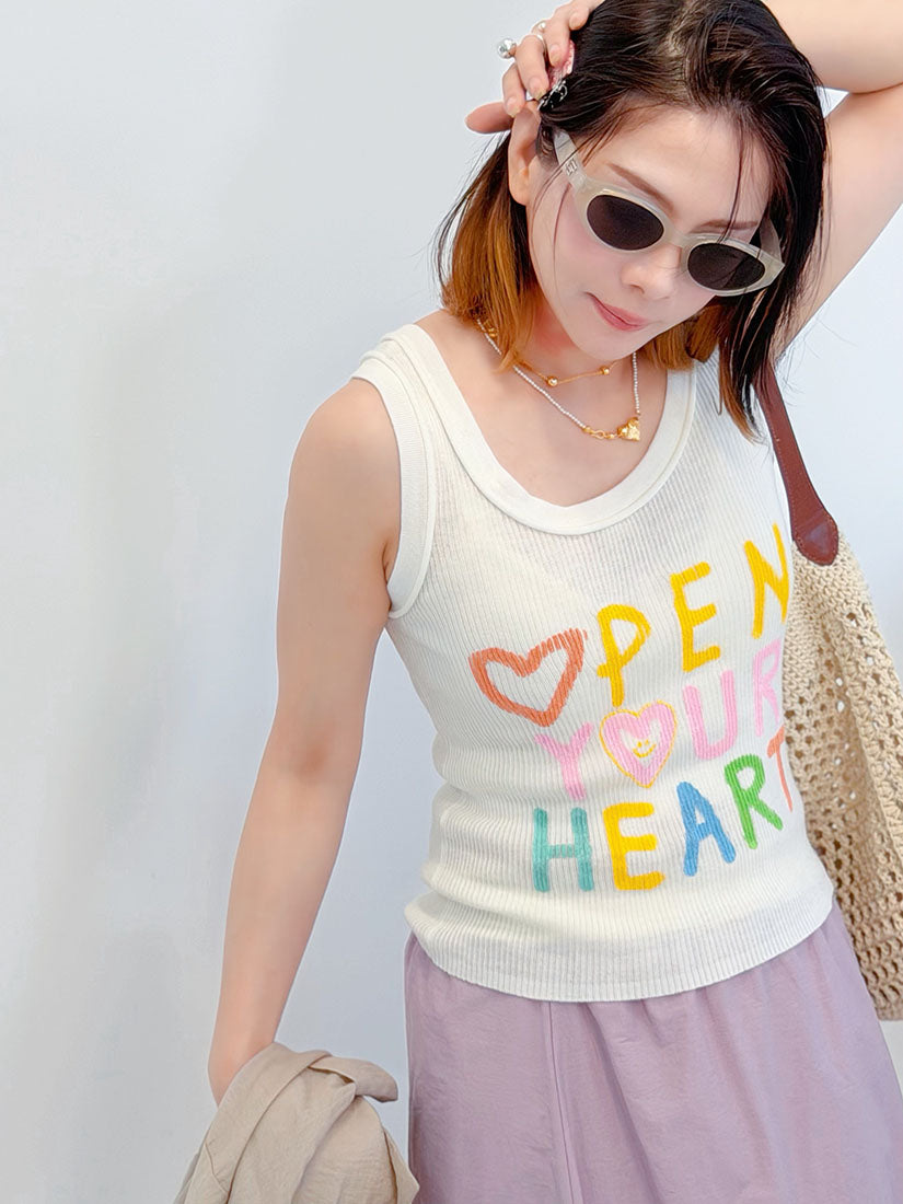 'Open Your Heart' Rib Tank Top (3 Colours)