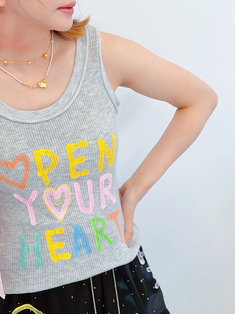 'Open Your Heart' Rib Tank Top (3 Colours)