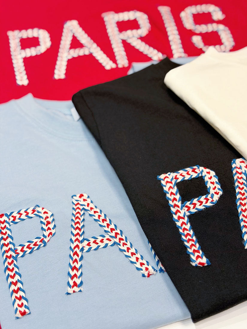'Paris' Rope Embroidered Tee (4 Colours)