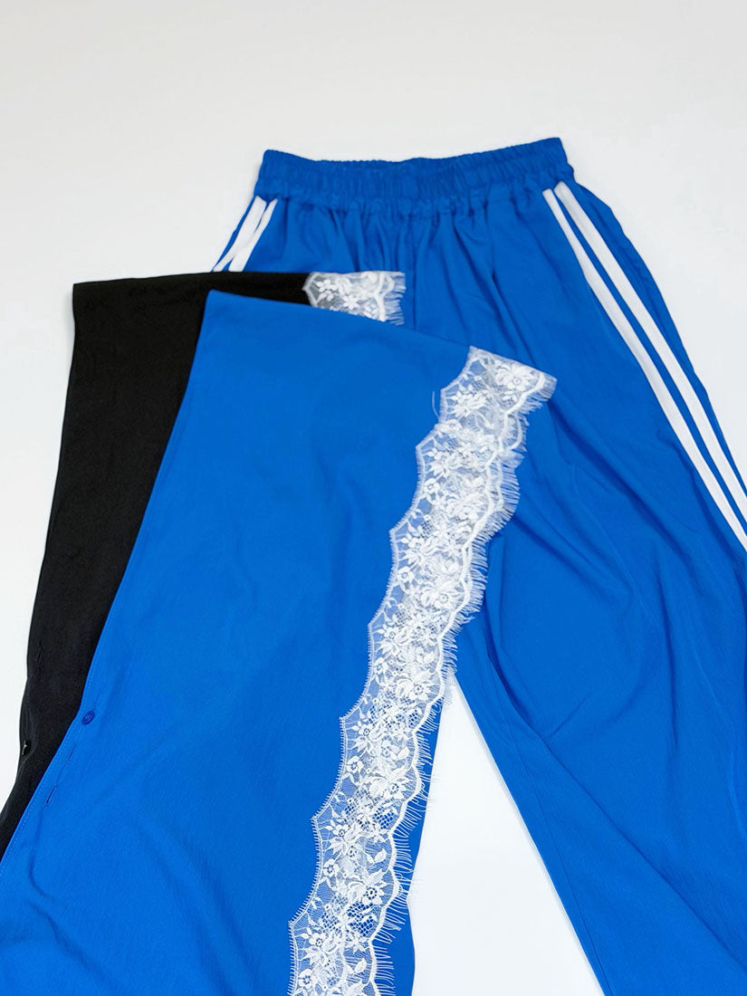 Track Pants With Lace Edge Waist Wrap Scarf (2 Colours)