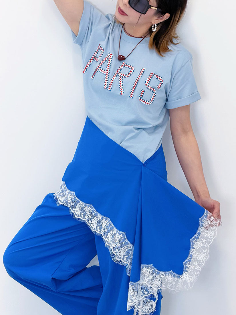 Track Pants With Lace Edge Waist Wrap Scarf (2 Colours)