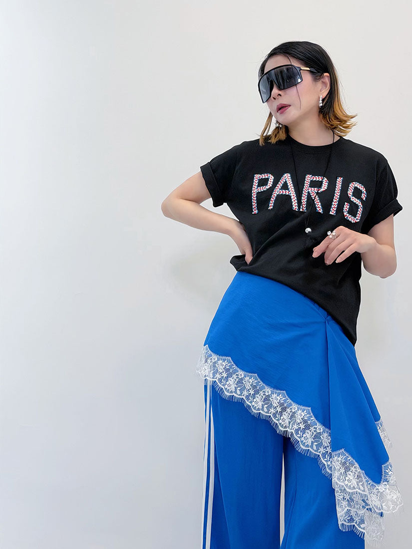 'Paris' Rope Embroidered Tee (4 Colours)