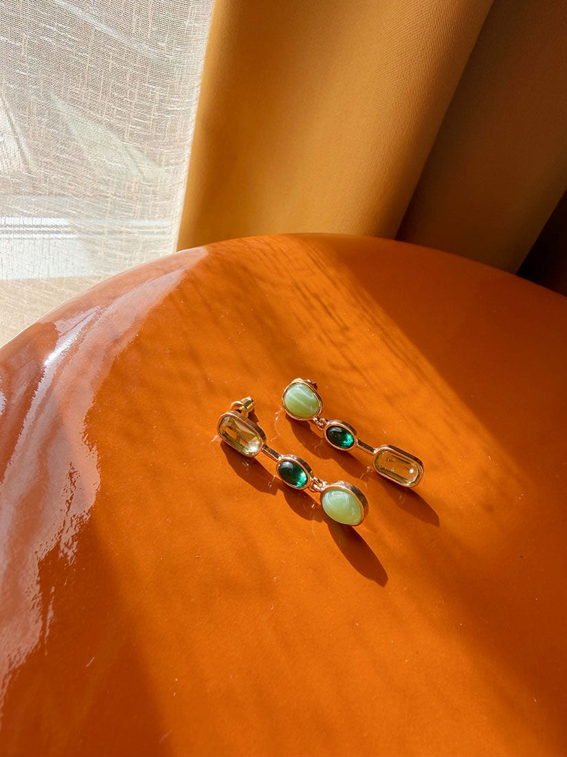 Green Stone Hanging Earrings