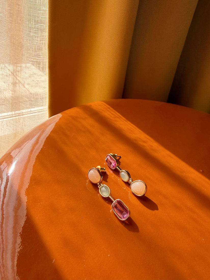Pink Stone Hanging Earrings