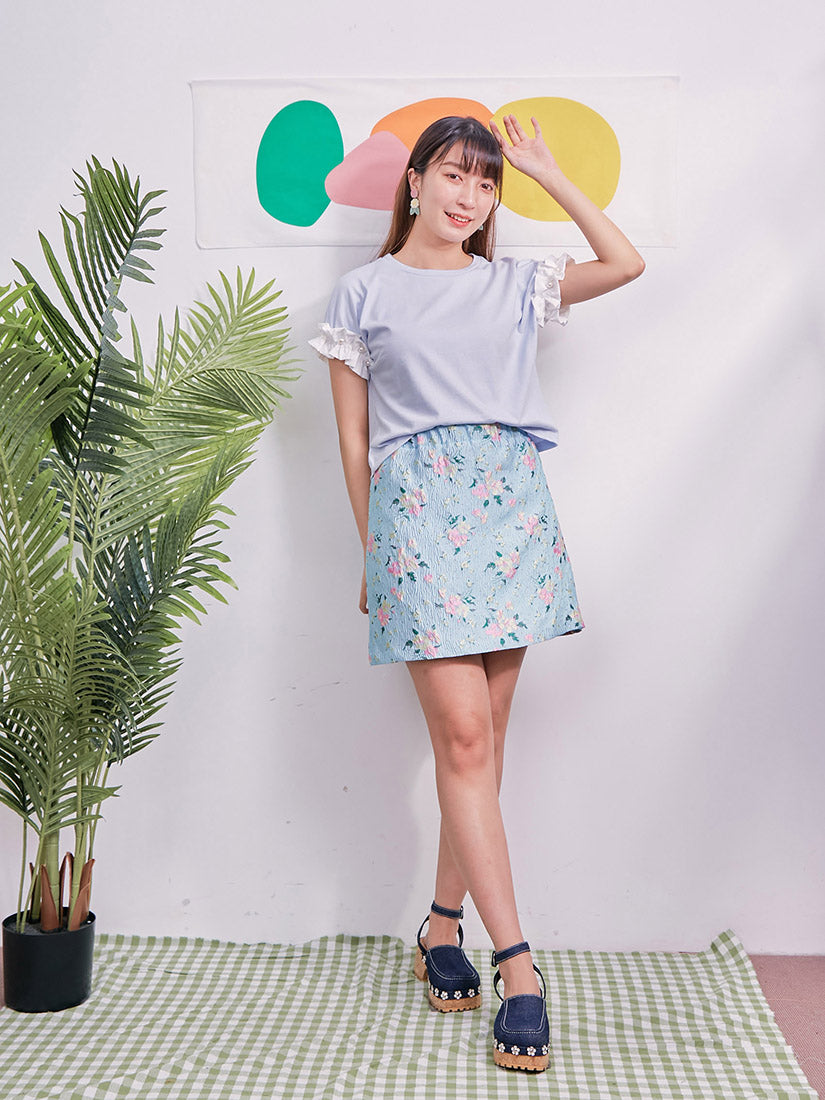 Floral Embroidered Jacquard Mini Skirt