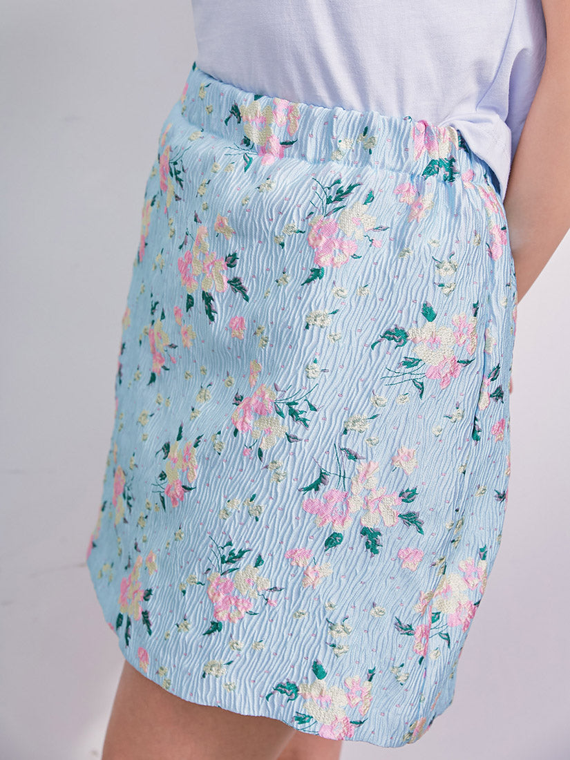 Floral Embroidered Jacquard Mini Skirt