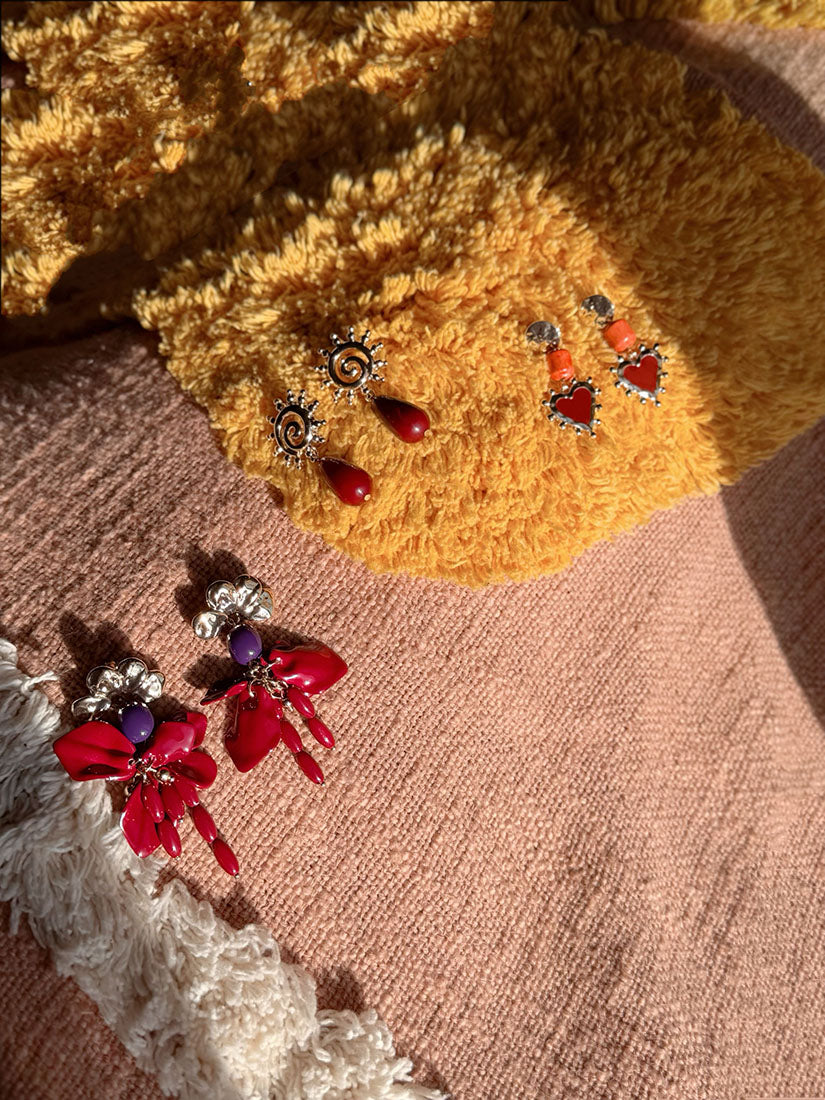 Sun And Pearl Resin Earrings